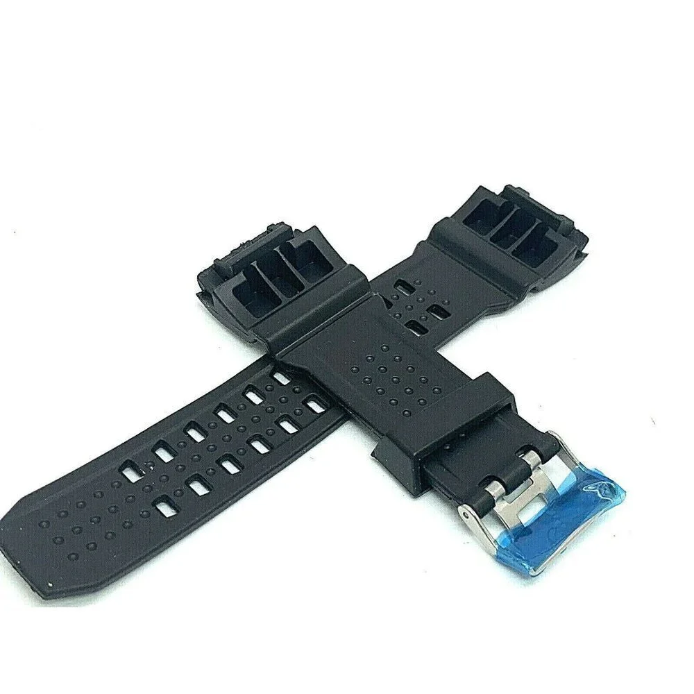 Men's Watch Band Replacement Black Rubber Strap 16/28mm Lug Silver Buckle